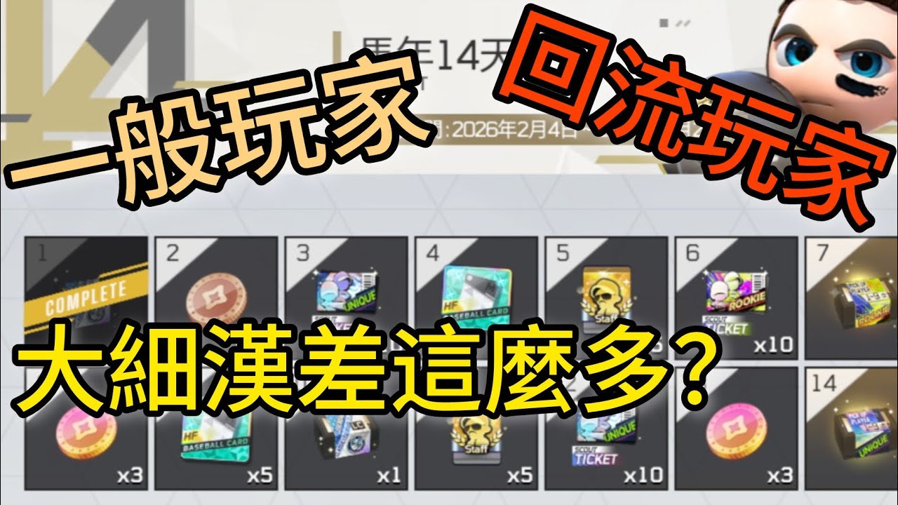 全民打棒球PRO⚾2/4更新，一般玩家/回流玩家，回流送HF+15！