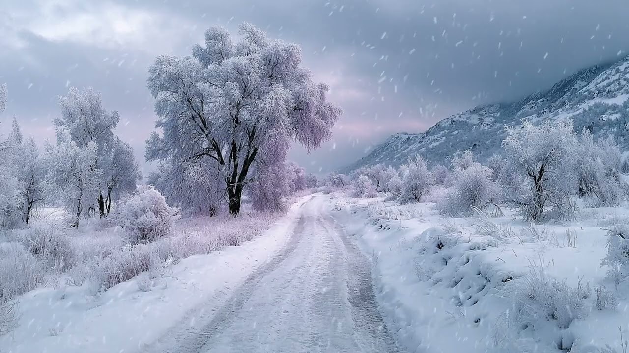 Quiet Winter Afternoon with Continuous Snowfall in a Natural Setting