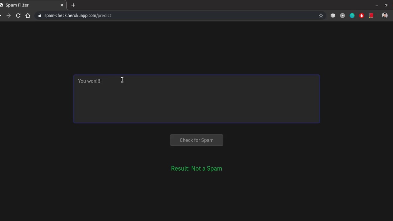 Spam Filter using Machine Learning