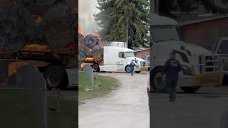 Round hay bales, spontaneously combusted! Not something you see every day