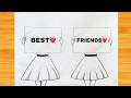 Best Friend ❤️ pencil sketch- step by step / very easy / how to draw friendship for beginners