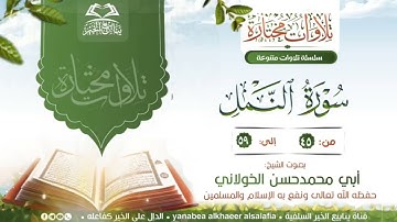 تلاوة طيبة من سورة النمل             بصوت الشيخ:   أبي محمد حسن الخوالأني       حفظه الله