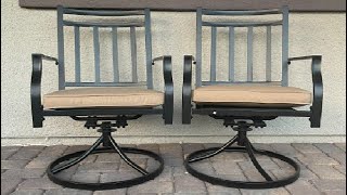 Mfstudio 2 Pieces Patio Dining Chairs, 360 Swivel Metal Rocker Chair With Beige Cushion Review