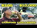 $100 vs $10,000 BUDGET CAMPING CHALLENGE - Sick Puppy 4x4