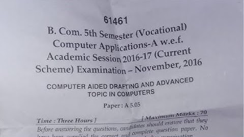 2016 Mdu BCom CA 5th Sem Computer Aided Drafting Question Paper