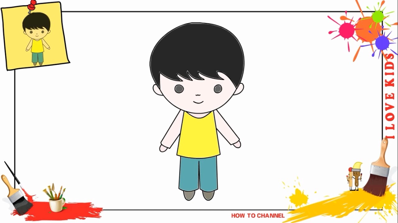 How to draw a boy SIMPLE, EASY & SLOWLY step by step for kids ...