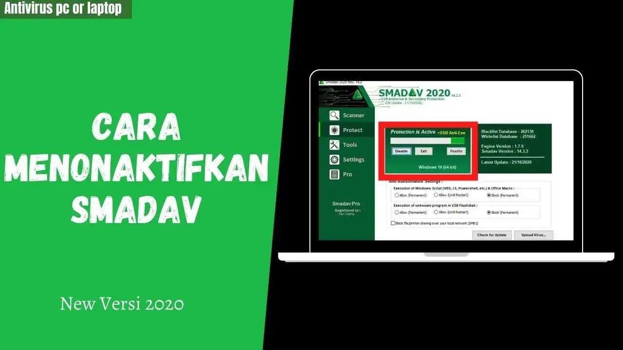 cara mematikan antivirus smadav pro