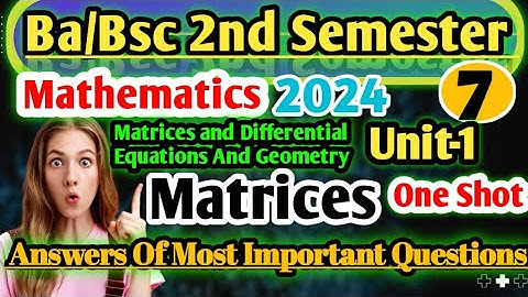 Bsc 2nd Semester #bsc Maths Important Questions Matrices and Differential Equations and Geometry #ba