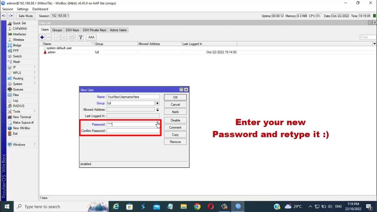 How to Change/Set Mikrotik Router Username and Password - YouTube