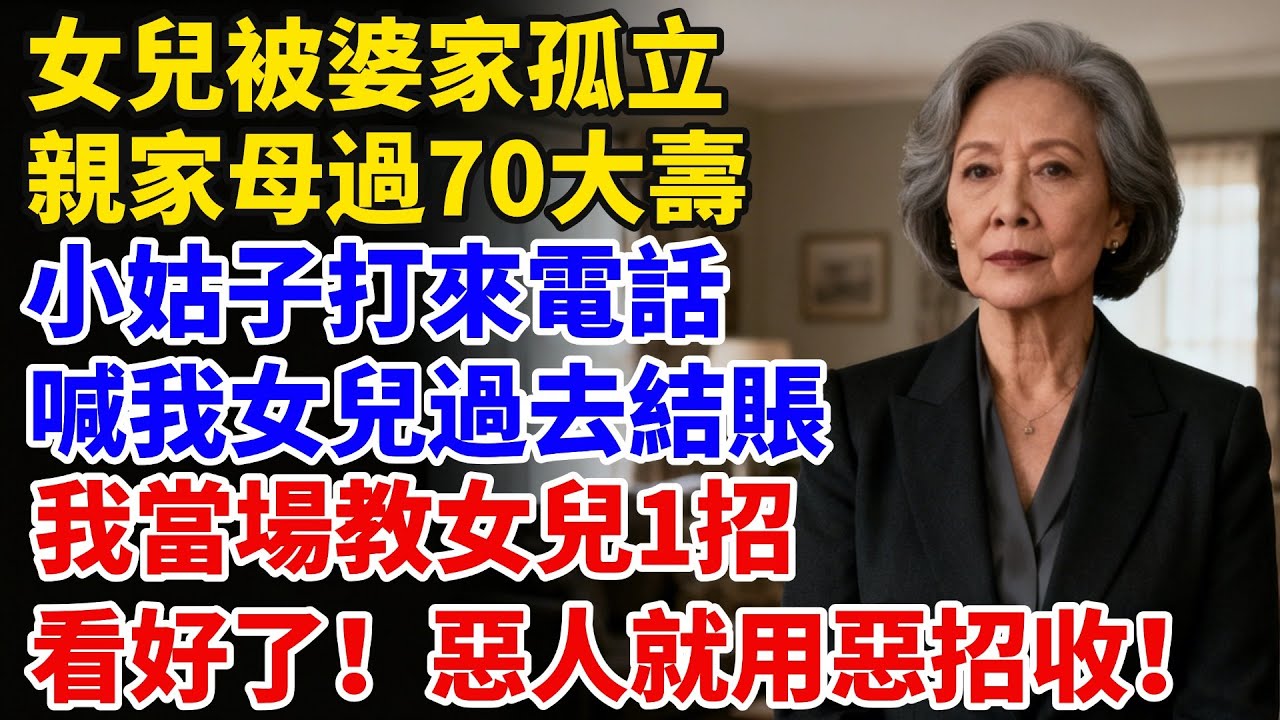 女兒被婆家孤立，親家母過70大壽，小姑子打來電話，喊我女兒過去結賬，我當場教女兒1招：看好了！惡人就用惡招收！【星河故事鋪】#完結#情感故事#婆媳關系#家庭生活#爽文#正能量 #故事頻道