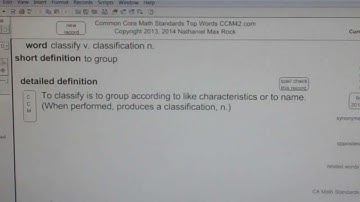 classify v. classification n. Common Core Math Standards Top Words CCM42.com