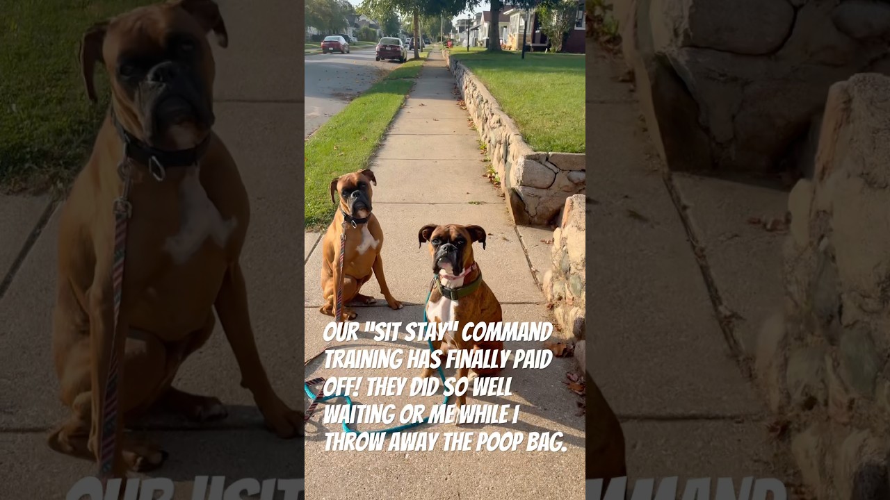 How to get your dog to sit stay. A lot of practice! #boxerdog #shorts #dogshorts #dogtraining #boxer