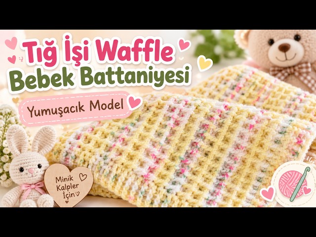 Bu Waffle Bebek Battaniyesine Bayılacaksınız 💛 Tığ İşi Gofret Modeli  💛Crochet Waffle Stitch Pattern