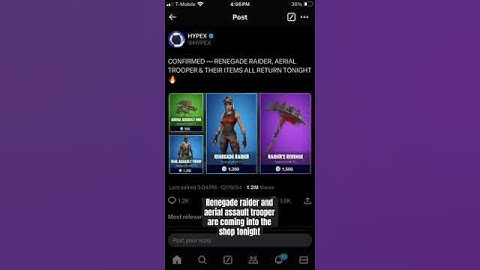 Renegade raider and Ariel assault trooper coming back to the shop￼ #rare #og #fortnite
