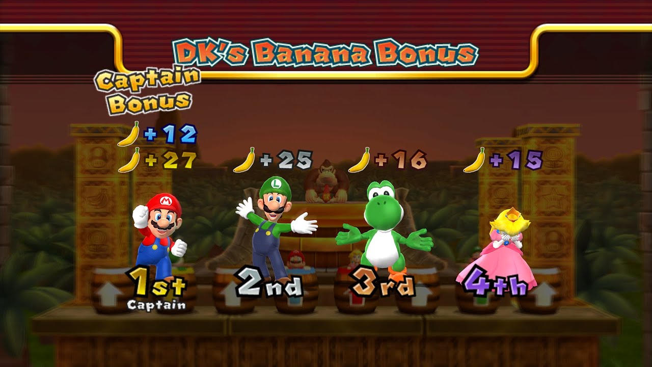 Mario Party 9 - Mario vs Luigi vs Yoshi vs Peach - DK's Jungle Ruins
