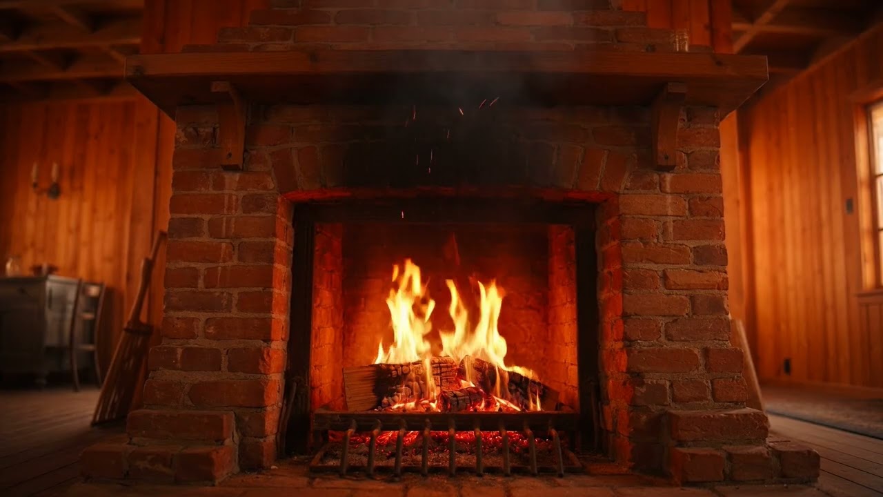 Old Brick Fireplace – Rural House (Super Classic) | Cozy Crackling Fire Ambience