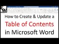 How to create and update a table of contents in microsoft word