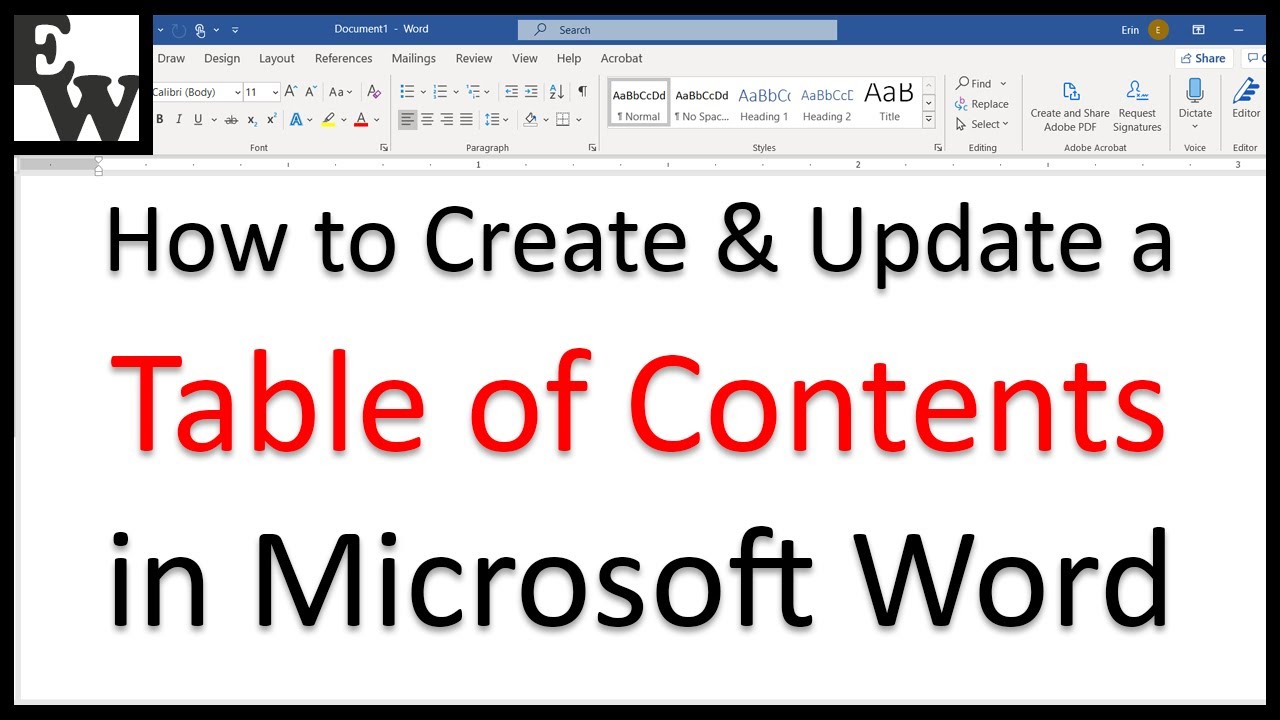 Pogo stick jump wastefully skip How to Create and Update a Table of Contents in Microsoft Word - YouTube