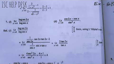 ISC MATHS CHAPTER : 6 INDETERMINATE FORM |  EXERCISE 6.1| ML AGGARWAL | CLASS XII | ISC