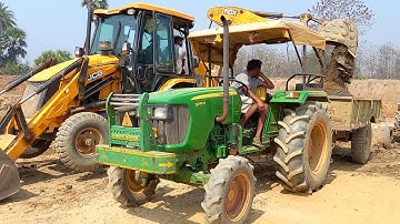 New JCB 3dx Backhoe Loader Machine Making Pond With Johndeere And Swaraj Tractors | Jcp Cartoon