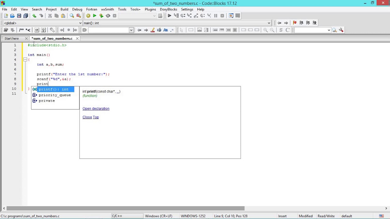 C program to add two numbers - YouTube