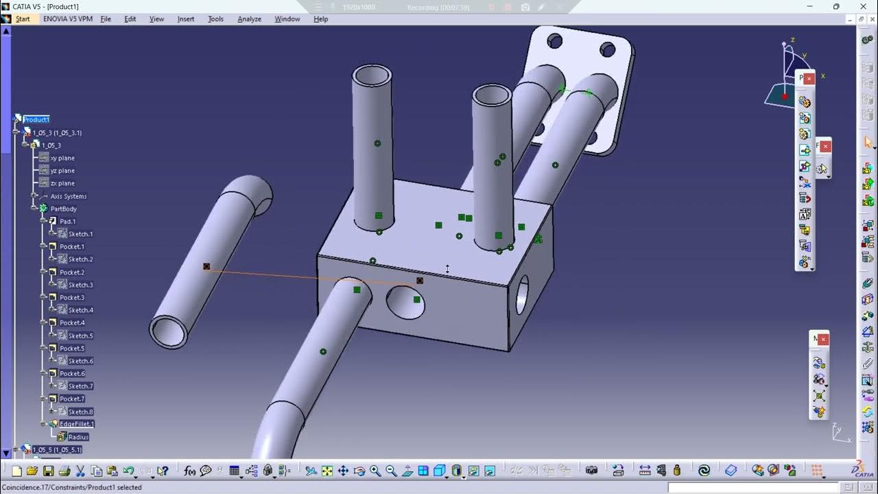 Steam engine assembly Catia V5. Part IV Steam intake manifold YouTube