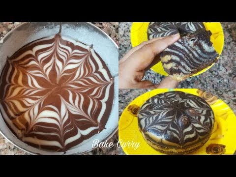 How to make Zebra Cake eggless & without Oven/Marble Cake/Tea Cakes/No Oven/Eggless/Bake Curry