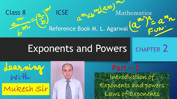 Exponents and powers class 8 | class 8 math chapter 2 ICSE | class 8 Math ICSE Ch 2.1 from ML Agarwa