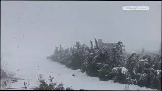 فيديوهات حصرية لعيش الآن تُظهر #منخفض_جوي يتعرض له #لبنان بسبب العاصفة #جويس ما أدى إلى تساقط الثلوج