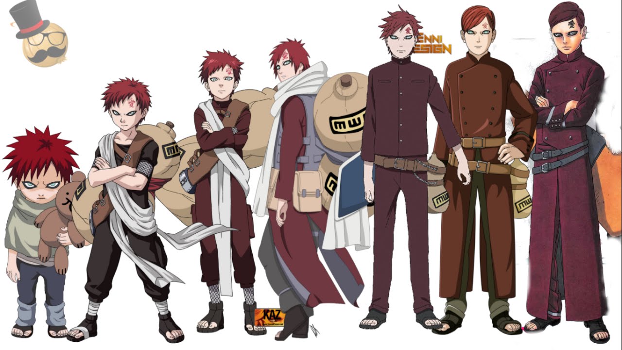 Naruto characters Gaaras evolution