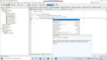 a. Membuat dan menampilkan elemen array menggunakan 8 tipe data primitif di java