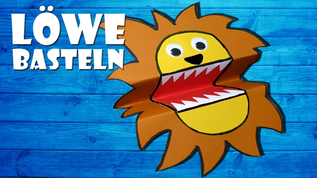 đŠ Löwe Handpuppe aus Papier selber basteln - paper lion hand puppet DIY