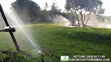 Lắp đặt đầu tưới cỏ cảnh đập Florain tưới sân vườn biệt thự tại tphcm