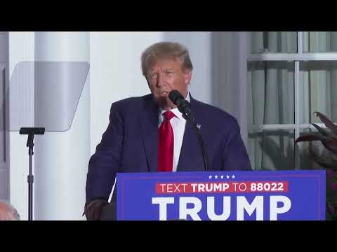 Former President Donald Trump gives a speech after court hearing