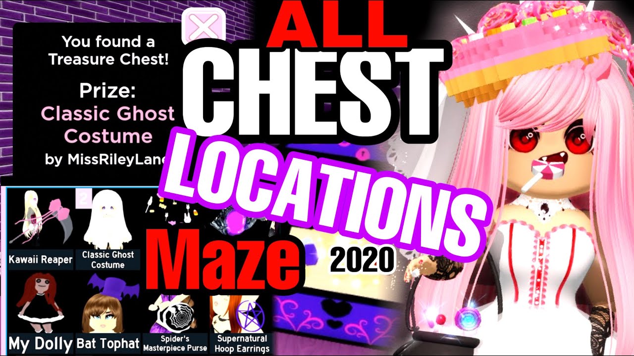 All Halloween Chest Locations Ghost Costume Kawaii Scythe From Maze 2020 Royale High Autumn Town Youtube - kyouhei roblox halloween hunt 2021 royale high