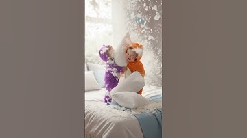 EPIC Toddler Pillow Fight! 🤯 Cinematic Slow-Mo & Feathers Everywhere! #funny #cute #kidsvideo