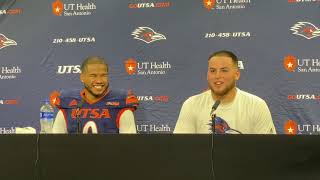 UTSA QB Frank Harris and TE Oscar Cardenas Post Game Interview 34-31 win over UAB 11.20.21