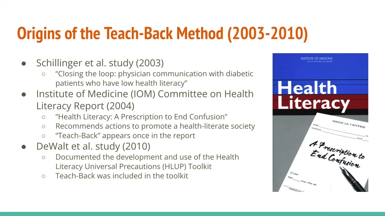 Webinar 2 The Teach Back Method Back To Basics Health Literacy Webinar 2 The Teach Back Method Back To Basics Health Literacy
