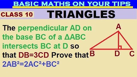 The perpendicular AD on base BC of a ΔABC intersects BC at D so that DB=3CD Prove that 2AB²=2AC²+BC²