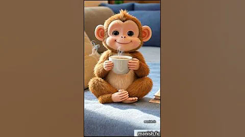 मुस्कुराते बंदर की सुबह चाय के साथ ☕🐵😊#monkey#ai#shorts#ytshorts#shortsfeed#cartoon#funny#viral