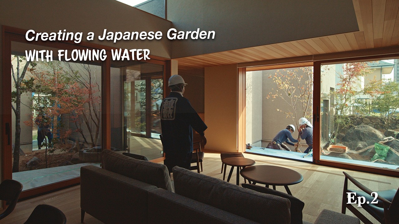 (Pro.69 - Ep.2) 樹木を植える！庭師が滝と水の流れのある日本庭園を作る。