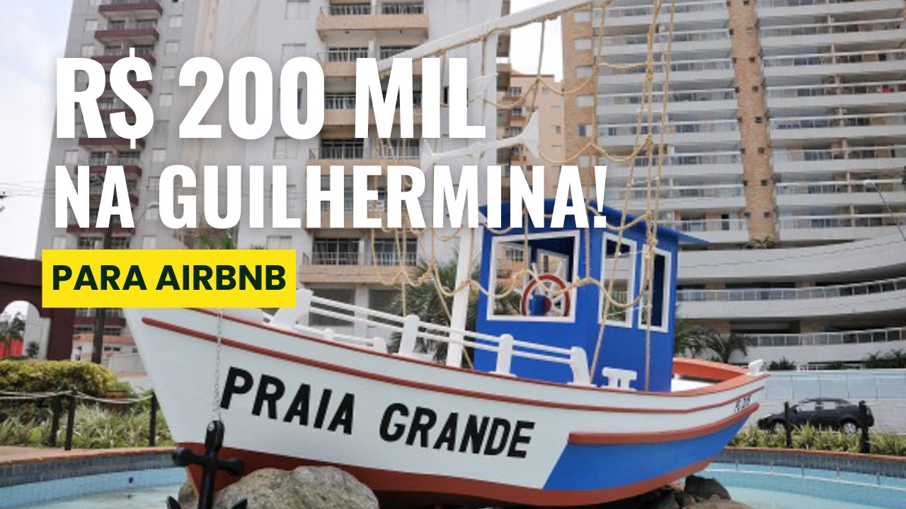 SÓ R$ 200 MIL! Apartamento 1 Quadra da Praia com CONDOMÍNIO BAIXO na Guilhermina, PG