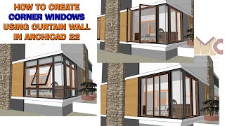 How to create corner window using curtain wall. #archicad #GRAPHISOFT