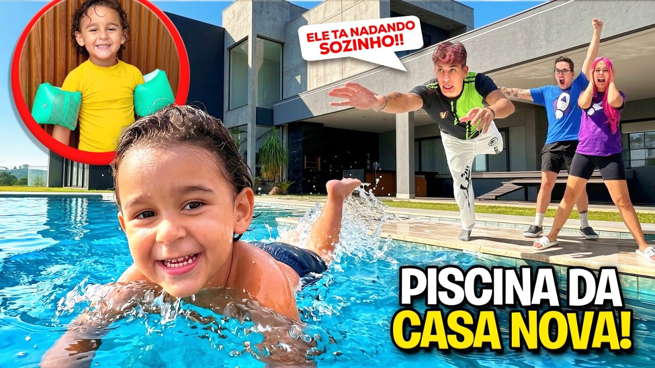 O DAVI NADOU SOZINHO NA PISCINA DA CASA NOVA *ele aprendeu!