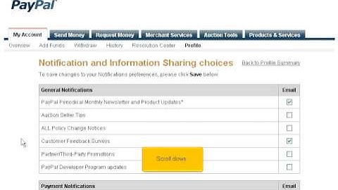 PayPal - Edit Notifications