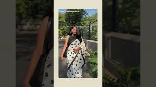 Retro Polka Saree - Mul Cotton Saree With Evergreen Polka Dots .