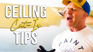 CEILING CUT IN TIPS.    Cutting In \& Painting A Straight Line.  How to Hacks.