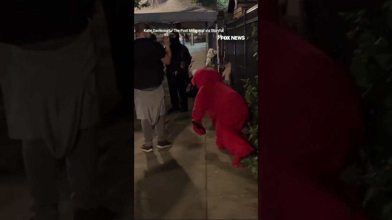 MUPPETS ON ICE Prankster Wearing An Elmo Costume Showed Up At Anti Protest Shorts Usa