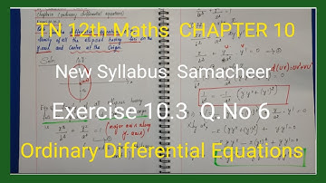 Class 12 | Chapter 10 Ex.10.3 Q.No.6  | Tamil Nadu New Syllabus | vrrmathstuition |
