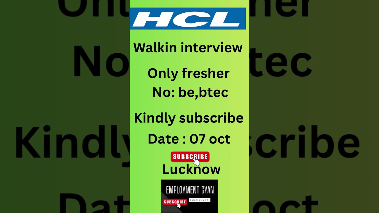 hcl walkin interview lucknow | hcl jobs